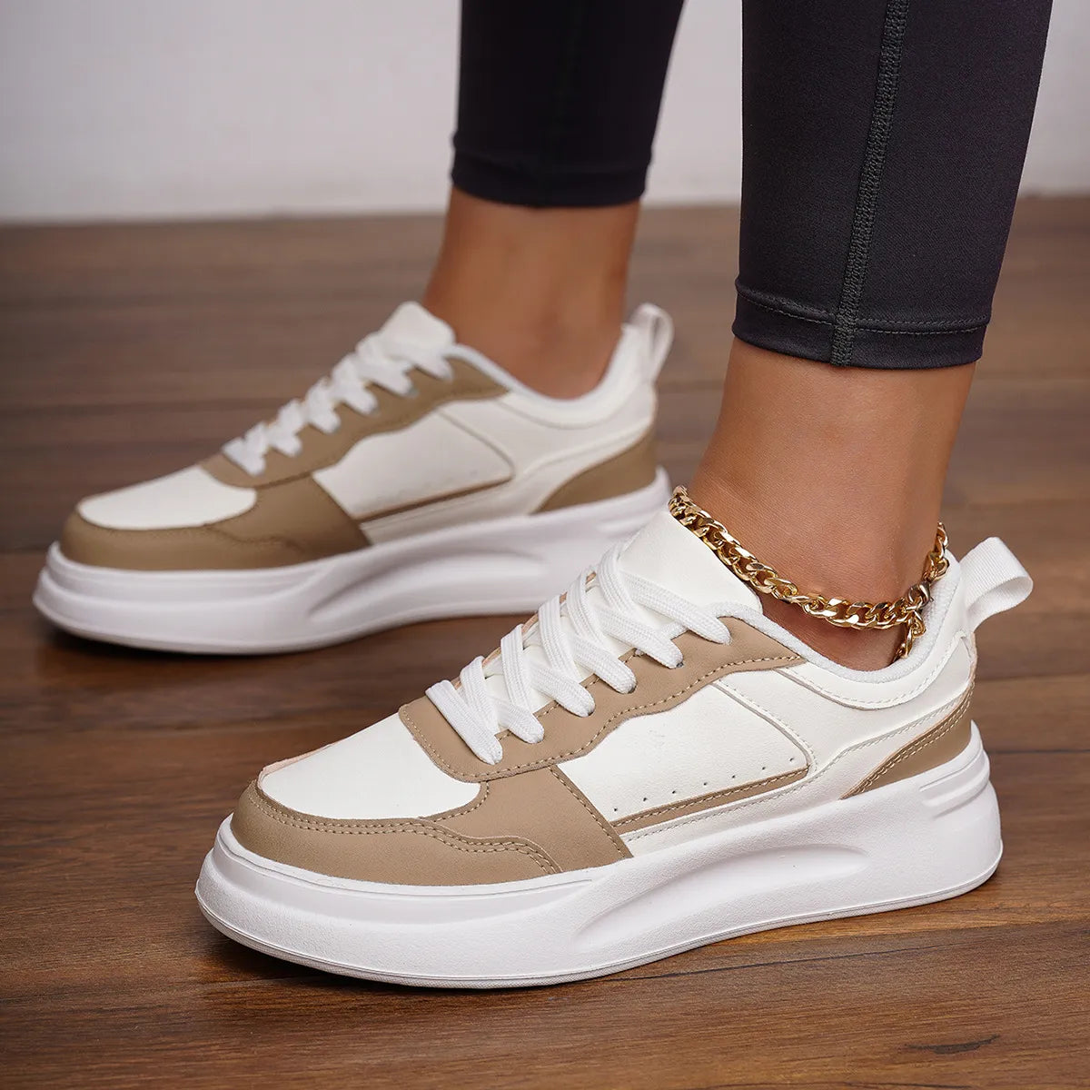 Sneakers Basses Casual Femme Design Bicolore Style Skate et Streetwear